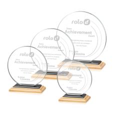 Employee Gifts - Drummond Bamboo/Black Circle Wood Trophy