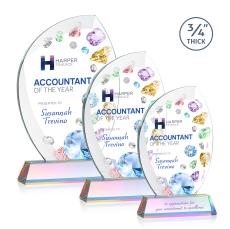 Oakes Full Color on Helton Base Prismatic Flame Crystal Trophy - Crystal Trophies