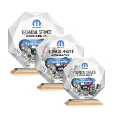 Minor Full Color Bamboo/Black Polygon Wood Trophy - Crystal Trophies