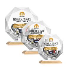 Minor Full Color Bamboo/White Polygon Wood Trophy - Crystal Trophies