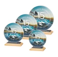 Drummond Full Color Bamboo/Black Circle Crystal Trophy - Crystal Trophies