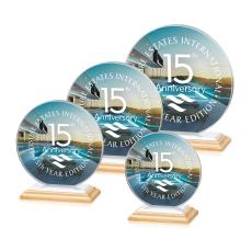 Drummond Full Color Bamboo/White Circle Crystal Trophy - Crystal Trophies
