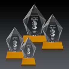 Barron 3D on Base Amber Polygon Crystal Trophy - Crystal Trophies