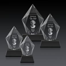 Barron 3D on Base Black Polygon Crystal Trophy - 3D Crystal Trophies