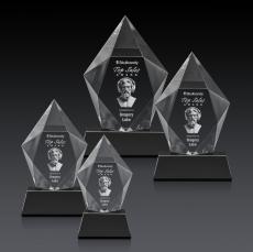Barron 3D on Base Black Polygon Crystal Trophy - Crystal Trophies