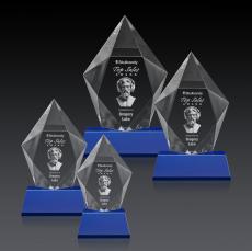 Barron 3D on Base Blue Polygon Crystal Trophy - Crystal Trophies