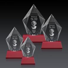 Barron 3D on Base Red Polygon Crystal Trophy - Crystal Trophies
