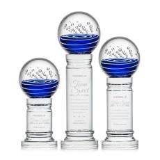 Darby on Crystal Pedestal Base Clear Globe Glass Trophy - Glass Trophies