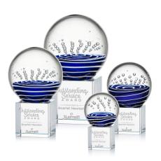 Darby on Square Crystal Base Clear Globe Glass Trophy - Glass Trophies