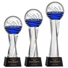 Darby on Saldana Crystal Base Black Globe Glass Trophy - Art Glass Trophies