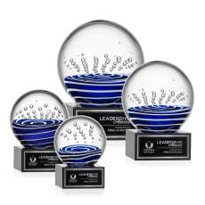 Darby on Plated Crystal Base Black Globe Glass Trophy - Glass Trophies