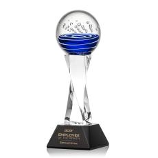 Darby on Spirale Spire Base Black Globe Glass Trophy - Glass Trophies