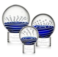 Darby on Round Base Clear Globe Glass Trophy - Art Glass Trophies