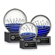 Darby Globe on Square Marble Base Glass Trophy - Glass Trophies