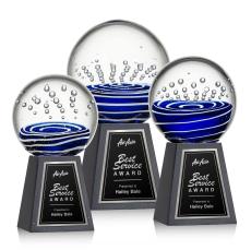 Darby Globe on Tall Marble Base Glass Trophy - Glass Trophies