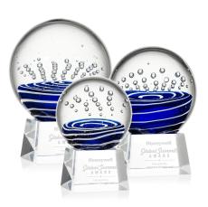 Darby on Small Crystal Base Clear Globe Glass Trophy - Glass Trophies