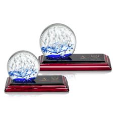 Rudolph Globe on Rosewood Base Glass Trophy - Glass Trophies