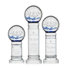 Rudolph on Crystal Pedestal Base Clear Globe Glass Trophy - Glass Trophies