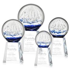 Rudolph on Medium Crystal Base Clear Globe Glass Trophy - Glass Trophies