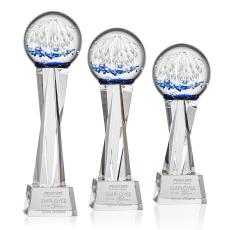 Rudolph on Saldana Crystal Base Clear Globe Glass Trophy - Art Glass Trophies