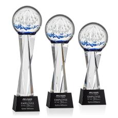 Rudolph on Saldana Crystal Base Black Globe Glass Trophy - Glass Trophies