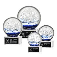 Rudolph on Plated Crystal Base Clear Globe Glass Trophy - Glass Trophies
