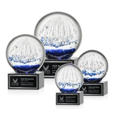 Rudolph on Plated Crystal Base Black Globe Glass Trophy - Glass Trophies