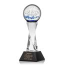 Rudolph on Spirale Spire Base Black Globe Glass Trophy