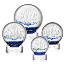 Rudolph on Lockwood Base Clear Globe Glass Trophy - Glass Trophies