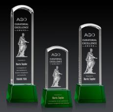 Silkwood 3D on Base Green Towers Crystal Trophy - Crystal Trophies