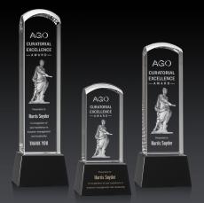 Silkwood 3D on Base Black Towers Crystal Trophy - Crystal Trophies