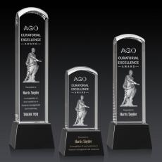 Silkwood 3D on Base Black Towers Crystal Trophy - 3D Crystal Trophies