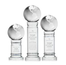 Globe Globe on Pedestal Base Crystal Trophy - Crystal Globe Awards