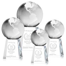 Globe Globe on Medium Base Crystal Trophy - Crystal Globe Awards