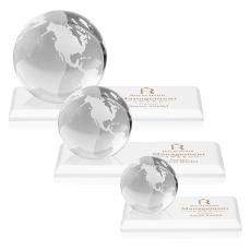 Globe on Rectangle Base Fagan Globe Crystal Trophy - Glass Trophies