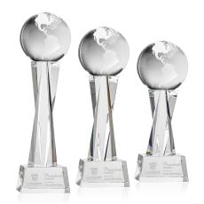 Globe on Saldana Base Clear Globe Crystal Trophy - Crystal Trophies