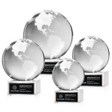 Globe on Plated Base Clear Globe Crystal Trophy - Crystal Trophies