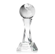 Globe on Spirale Spire Base Clear Globe Crystal Trophy - Crystal Trophies