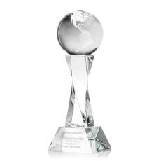 Globe on Spirale Spire Base Clear Globe Crystal Trophy - Crystal Globe Awards