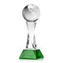 Globe on Spirale Spire Base Green Globe Crystal Trophy