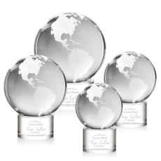 Globe on Round Base Clear Globe Crystal Trophy - Crystal Trophies