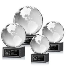 Globe Globe on Square Marble Base Crystal Trophy - Crystal Trophies