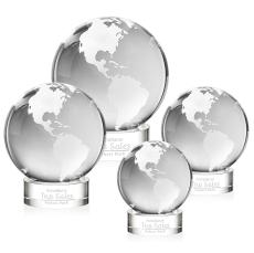 Globe on Lockwood Base Clear Globe Crystal Trophy - Crystal Trophies