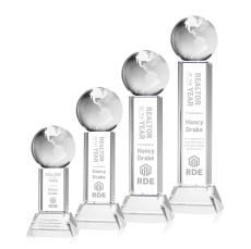 Globe on Tower Base Clear Globe Crystal Trophy - Crystal Trophies