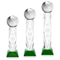 Globe on Toscana Base Green Globe Crystal Trophy - Crystal Globe Awards