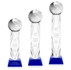 Globe on Toscana Base Blue Globe Crystal Trophy - Crystal Trophies