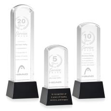 Silkwood on Base Black Towers Crystal Trophy - Crystal Trophies