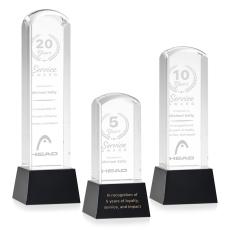 Silkwood on Base Black Towers Crystal Trophy - Custom Trophies