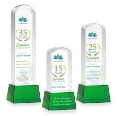 Silkwood Full Color on Base Green Towers Crystal Trophy - Crystal Trophies