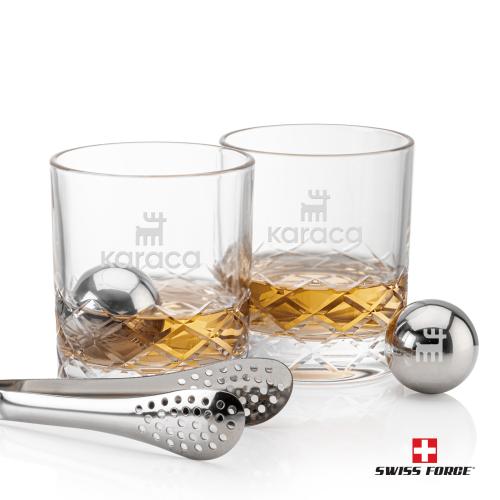 Custom Barware Glasses - Whisky Glasses - Swiss Force&reg; S/S Balls & 2 Keith OTR